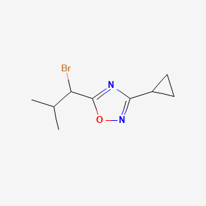 molecular formula C9H13BrN2O B11786365 5-(1-Bromo-2-methylpropyl)-3-cyclopropyl-1,2,4-oxadiazole 