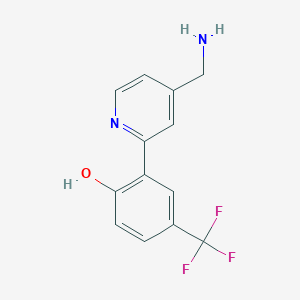 molecular formula C13H11F3N2O B11786387 2-(4-(Aminomethyl)pyridin-2-yl)-4-(trifluoromethyl)phenol 