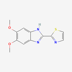 molecular formula C12H11N3O2S B11786474 2-(5,6-Dimethoxy-1H-benzo[d]imidazol-2-yl)thiazole 