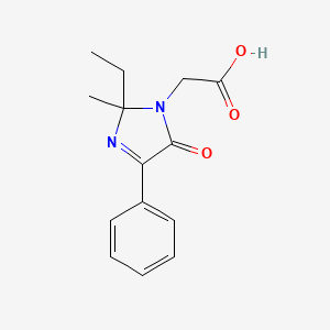 molecular formula C14H16N2O3 B11786482 2-(2-Ethyl-2-methyl-5-oxo-4-phenyl-2,5-dihydro-1H-imidazol-1-yl)acetic acid 