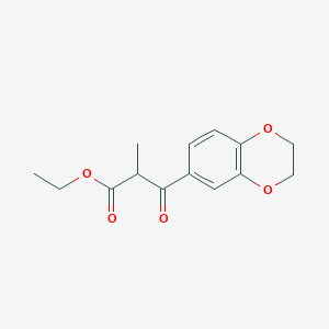 molecular formula C14H16O5 B11786497 Ethyl 3-(2,3-dihydrobenzo[b][1,4]dioxin-6-yl)-2-methyl-3-oxopropanoate 