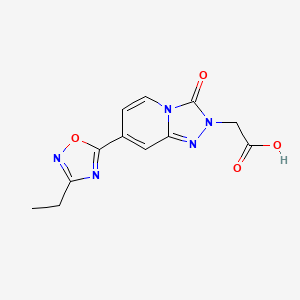 molecular formula C12H11N5O4 B11786532 2-(7-(3-Ethyl-1,2,4-oxadiazol-5-yl)-3-oxo-[1,2,4]triazolo[4,3-a]pyridin-2(3H)-yl)acetic acid 