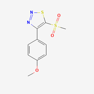 molecular formula C10H10N2O3S2 B11786586 4-(4-Methoxyphenyl)-5-(methylsulfonyl)-1,2,3-thiadiazole 