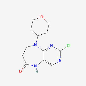 molecular formula C12H15ClN4O2 B11786590 2-Chloro-9-(tetrahydro-2H-pyran-4-yl)-8,9-dihydro-5H-pyrimido[4,5-b][1,4]diazepin-6(7H)-one CAS No. 1807542-93-3