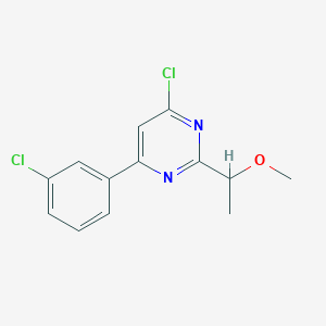 molecular formula C13H12Cl2N2O B11786631 4-Chloro-6-(3-chlorophenyl)-2-(1-methoxyethyl)pyrimidine 