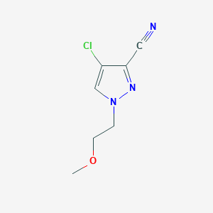 molecular formula C7H8ClN3O B11786756 4-Chloro-1-(2-methoxyethyl)-1H-pyrazole-3-carbonitrile 