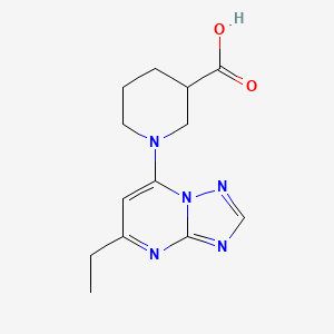 molecular formula C13H17N5O2 B11786812 1-(5-Ethyl-[1,2,4]triazolo[1,5-a]pyrimidin-7-yl)piperidine-3-carboxylic acid 