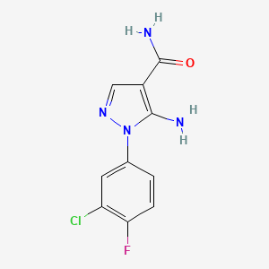 molecular formula C10H8ClFN4O B11786845 5-Amino-1-(3-chloro-4-fluorophenyl)-1H-pyrazole-4-carboxamide 