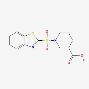 molecular formula C13H14N2O4S2 B11786865 1-(Benzo[d]thiazol-2-ylsulfonyl)piperidine-3-carboxylic acid 