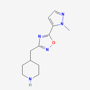 molecular formula C12H17N5O B11786884 5-(1-Methyl-1H-pyrazol-5-yl)-3-(piperidin-4-ylmethyl)-1,2,4-oxadiazole 