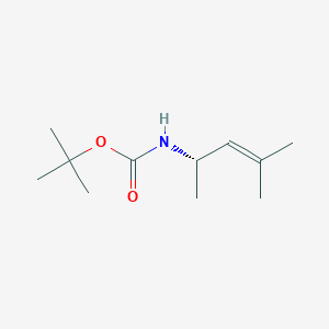 molecular formula C11H21NO2 B117869 Carbamic acid, (1,3-dimethyl-2-butenyl)-, 1,1-dimethylethyl ester, (S)-(9CI) CAS No. 158300-09-5