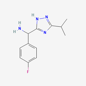 molecular formula C12H15FN4 B11787068 (4-Fluorophenyl)(5-isopropyl-1H-1,2,4-triazol-3-yl)methanamine 