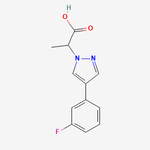 molecular formula C12H11FN2O2 B11787073 2-(4-(3-Fluorophenyl)-1H-pyrazol-1-yl)propanoic acid 