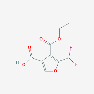 molecular formula C9H8F2O5 B11787089 5-(Difluoromethyl)-4-(ethoxycarbonyl)furan-3-carboxylic acid 