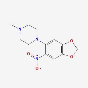 molecular formula C12H15N3O4 B11787283 1-Methyl-4-(6-nitrobenzo[d][1,3]dioxol-5-yl)piperazine 