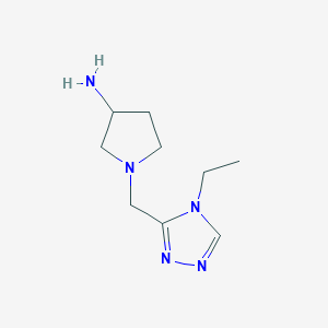 molecular formula C9H17N5 B11787312 1-((4-Ethyl-4H-1,2,4-triazol-3-yl)methyl)pyrrolidin-3-amine 