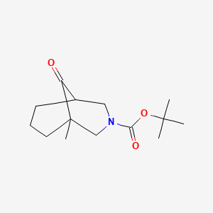 molecular formula C14H23NO3 B11787370 tert-Butyl 1-methyl-9-oxo-3-azabicyclo[3.3.1]nonane-3-carboxylate 