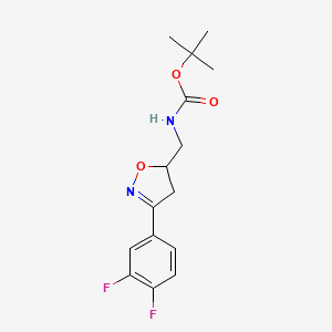 molecular formula C15H18F2N2O3 B11787378 Tert-butyl ((3-(3,4-difluorophenyl)-4,5-dihydroisoxazol-5-YL)methyl)carbamate 