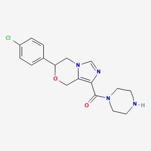 (6-(4-Chlorophenyl)-6,8-dihydro-5H-imidazo[5,1-c][1,4]oxazin-1-yl)(piperazin-1-yl)methanone