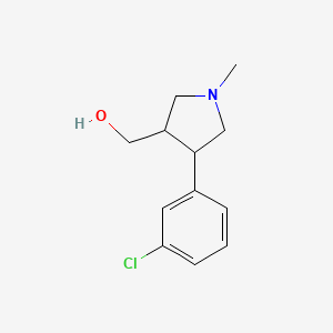 molecular formula C12H16ClNO B11787486 (4-(3-Chlorophenyl)-1-methylpyrrolidin-3-yl)methanol 