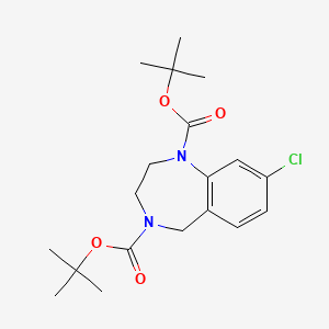 molecular formula C19H27ClN2O4 B11787627 DI-Tert-butyl 8-chloro-2,3-dihydro-1H-benzo[E][1,4]diazepine-1,4(5H)-dicarboxylate 