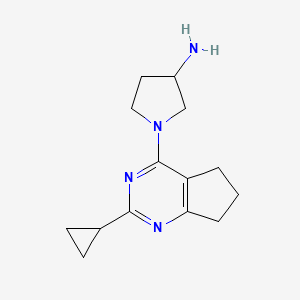 molecular formula C14H20N4 B11787688 1-(2-Cyclopropyl-6,7-dihydro-5H-cyclopenta[d]pyrimidin-4-yl)pyrrolidin-3-amine 