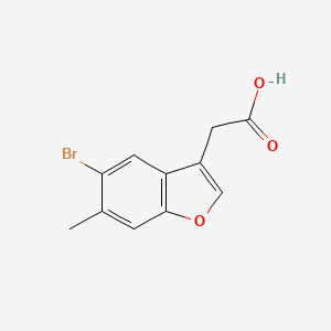 molecular formula C11H9BrO3 B11787848 2-(5-Bromo-6-methylbenzofuran-3-yl)aceticacid 