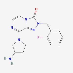 molecular formula C16H17FN6O B11787884 8-(3-Aminopyrrolidin-1-yl)-2-(2-fluorobenzyl)-[1,2,4]triazolo[4,3-a]pyrazin-3(2H)-one 