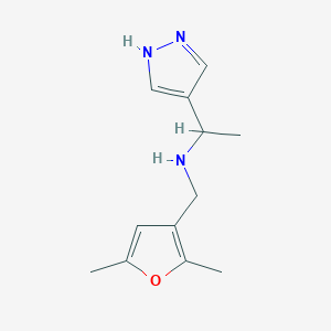 molecular formula C12H17N3O B11787891 N-((2,5-Dimethylfuran-3-yl)methyl)-1-(1H-pyrazol-4-yl)ethanamine 