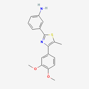 molecular formula C18H18N2O2S B11788181 3-(4-(3,4-Dimethoxyphenyl)-5-methylthiazol-2-yl)aniline 