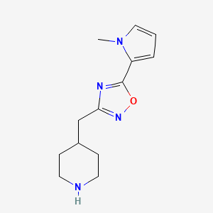 molecular formula C13H18N4O B11788183 5-(1-Methyl-1H-pyrrol-2-yl)-3-(piperidin-4-ylmethyl)-1,2,4-oxadiazole 