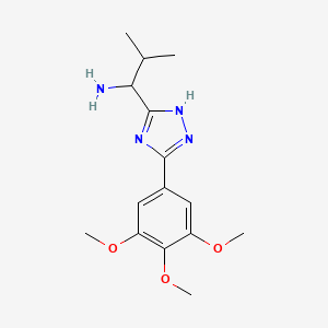 molecular formula C15H22N4O3 B11788200 2-Methyl-1-(3-(3,4,5-trimethoxyphenyl)-1H-1,2,4-triazol-5-yl)propan-1-amine 