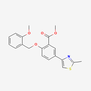 molecular formula C20H19NO4S B11788272 Methyl 2-((2-methoxybenzyl)oxy)-5-(2-methylthiazol-4-yl)benzoate 