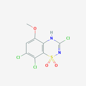 molecular formula C8H5Cl3N2O3S B11788316 3,7,8-Trichloro-5-methoxy-2H-benzo[e][1,2,4]thiadiazine 1,1-dioxide 