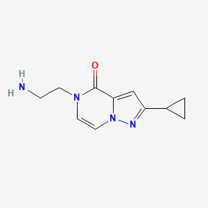 molecular formula C11H14N4O B11788489 5-(2-Aminoethyl)-2-cyclopropylpyrazolo[1,5-a]pyrazin-4(5H)-one 