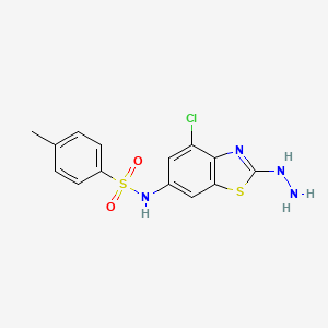 molecular formula C14H13ClN4O2S2 B11788505 N-(4-Chloro-2-hydrazinylbenzo[d]thiazol-6-yl)-4-methylbenzenesulfonamide 