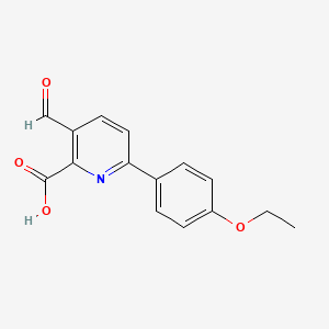 molecular formula C15H13NO4 B11788585 6-(4-Ethoxyphenyl)-3-formylpicolinic acid 