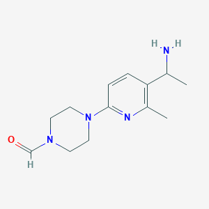 molecular formula C13H20N4O B11788648 4-(5-(1-Aminoethyl)-6-methylpyridin-2-yl)piperazine-1-carbaldehyde 