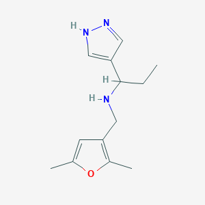 molecular formula C13H19N3O B11788689 N-((2,5-Dimethylfuran-3-yl)methyl)-1-(1H-pyrazol-4-yl)propan-1-amine 