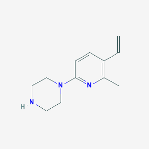 molecular formula C12H17N3 B11788728 1-(6-Methyl-5-vinylpyridin-2-yl)piperazine 