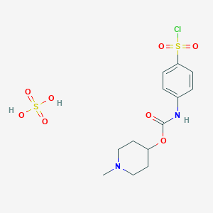 molecular formula C13H19ClN2O8S2 B11788907 1-Methylpiperidin-4-yl (4-(chlorosulfonyl)phenyl)carbamate sulfate CAS No. 1429056-42-7