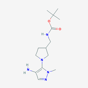 molecular formula C14H25N5O2 B11789262 tert-Butyl ((1-(4-amino-1-methyl-1H-pyrazol-5-yl)pyrrolidin-3-yl)methyl)carbamate 