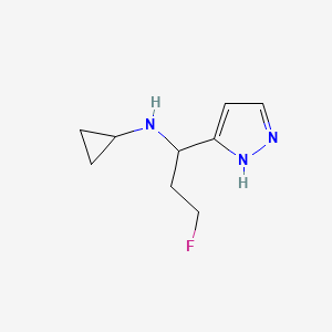 molecular formula C9H14FN3 B11789311 N-(3-Fluoro-1-(1H-pyrazol-3-yl)propyl)cyclopropanamine 