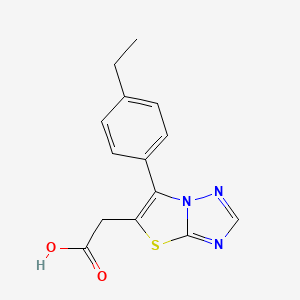 molecular formula C14H13N3O2S B11789348 2-(6-(4-Ethylphenyl)thiazolo[3,2-b][1,2,4]triazol-5-yl)acetic acid 