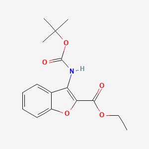 molecular formula C16H19NO5 B11789457 Ethyl 3-((tert-butoxycarbonyl)amino)benzofuran-2-carboxylate 