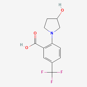 molecular formula C12H12F3NO3 B11789487 2-(3-Hydroxypyrrolidin-1-YL)-5-(trifluoromethyl)benzoic acid 