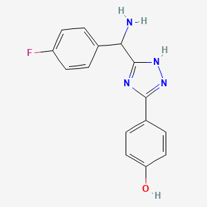 molecular formula C15H13FN4O B11789538 4-(3-(Amino(4-fluorophenyl)methyl)-1H-1,2,4-triazol-5-yl)phenol 