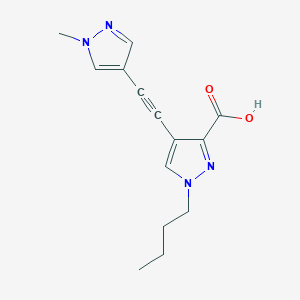 molecular formula C14H16N4O2 B11789625 1-Butyl-4-((1-methyl-1H-pyrazol-4-yl)ethynyl)-1H-pyrazole-3-carboxylic acid 