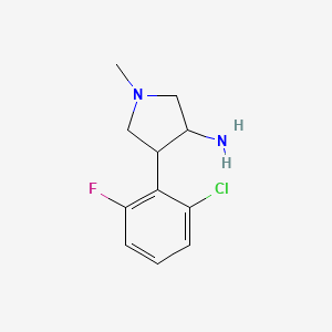 molecular formula C11H14ClFN2 B11789633 4-(2-Chloro-6-fluorophenyl)-1-methylpyrrolidin-3-amine 