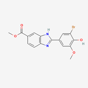 molecular formula C16H13BrN2O4 B11789692 Methyl 2-(3-bromo-4-hydroxy-5-methoxyphenyl)-1H-benzo[d]imidazole-6-carboxylate 